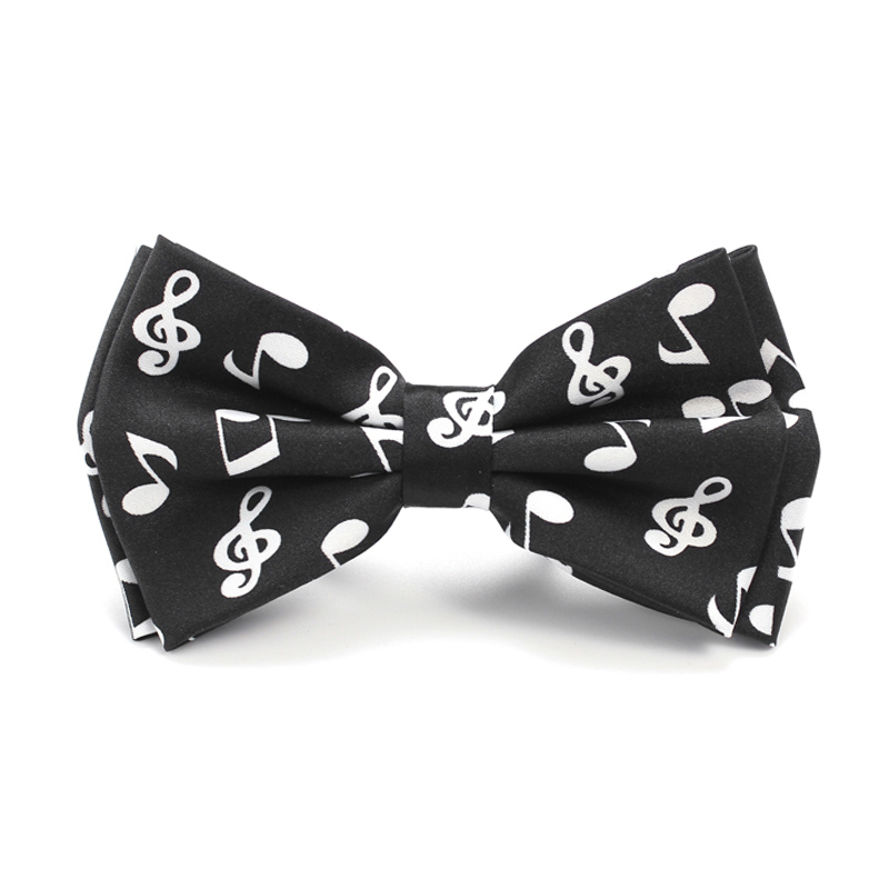

Black Musical Notes Bowtie Black Music Pattern Bow Tie For Men Women Novelty Gifts