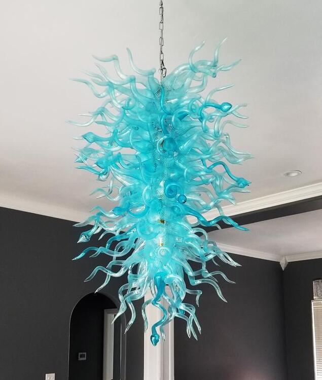 

Pendant Lamp Modern Blue Hand Blown Glass Chain Chandelier Living Room Lights Christmas Decoration