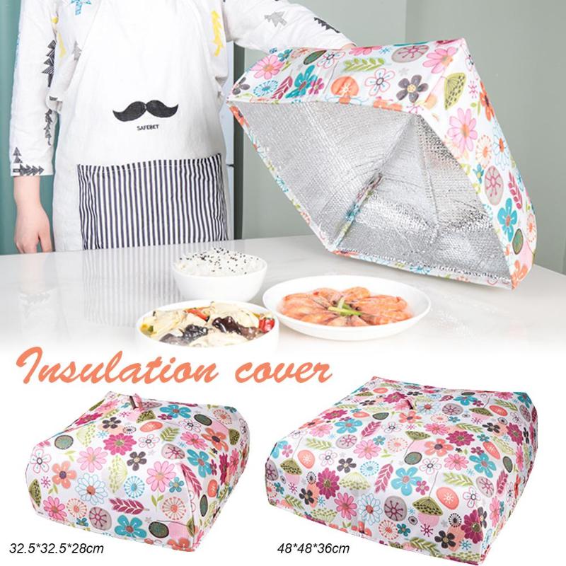 

Home Kitchen Folding Aluminum Foil Cover Keep Warm Dishes Insulation Kitchen Net Anti Mosquito Gadgets 20E