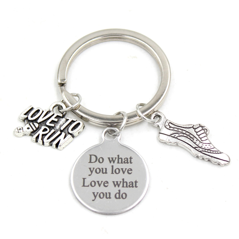 New Arrival Stainless Steel Key Chain Key Ring Fitness Love to Run Keychain Keyring Runners Gifts for Men Women Jewelry