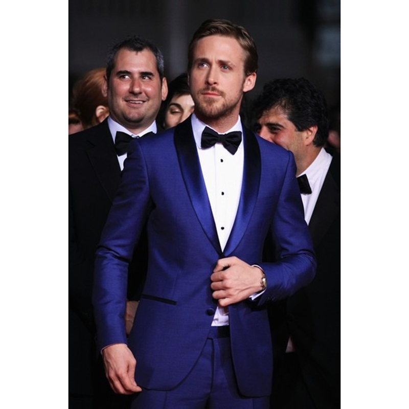 

Royal Blue Formal Men business Suit men wedding Suits slim fit suits with pants groom tuxedos jacket+pant, Black