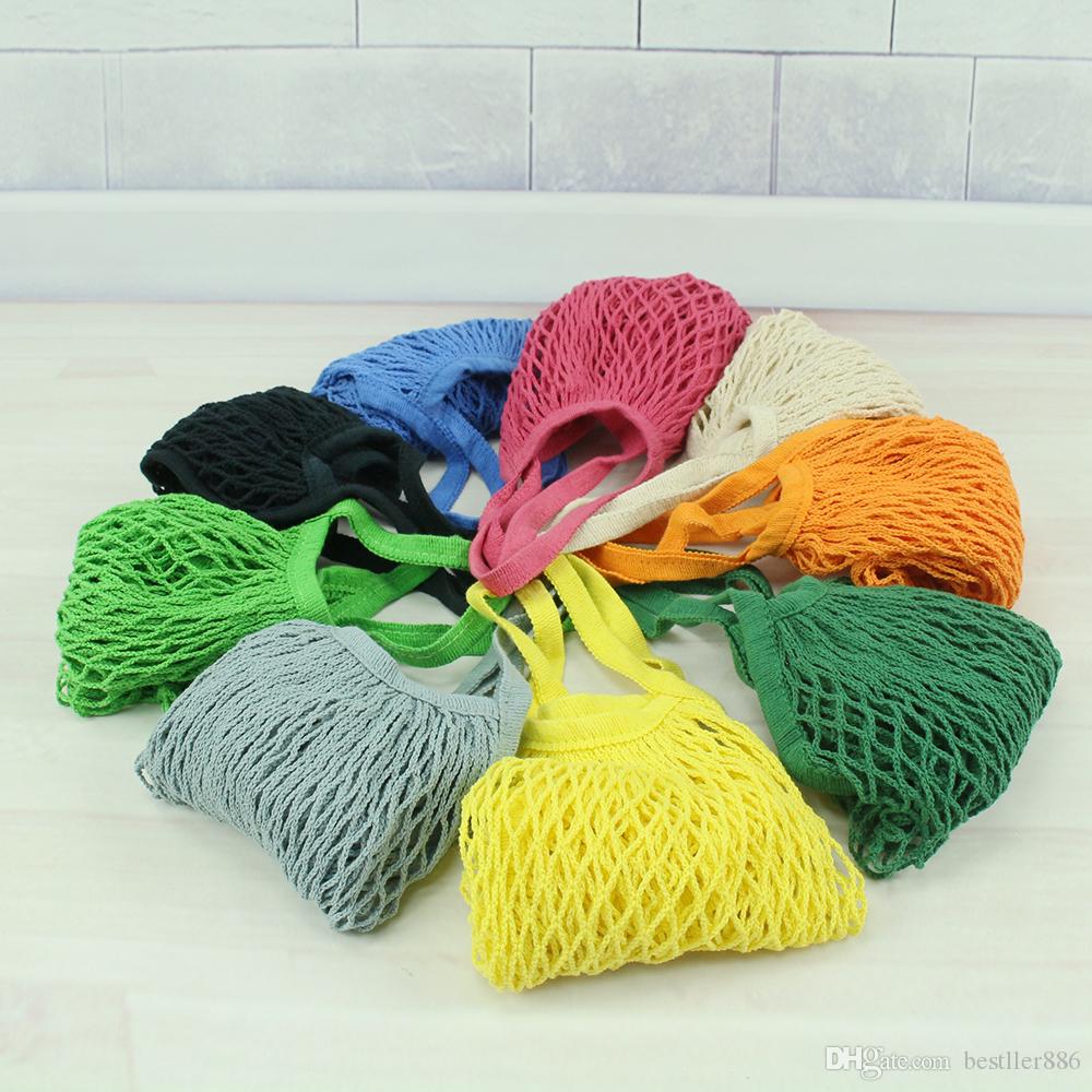 

Reusable Shopping Grocery Bag 14 Color Large Size Shopper Tote Mesh Net Woven Cotton Bags Portable Shopping Bags Home Storage Bag AL02