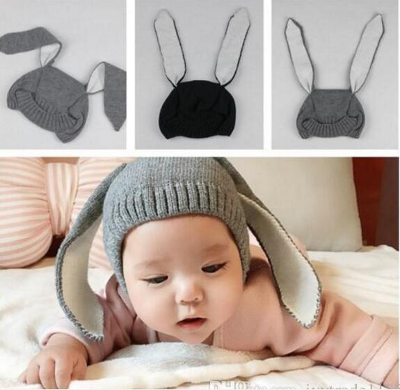 

Baby Kids Winter Hat 4 colors rabbit ear design infant kids girl boy caps winter Protecting Ear Knitted Hat Free Ship, Red