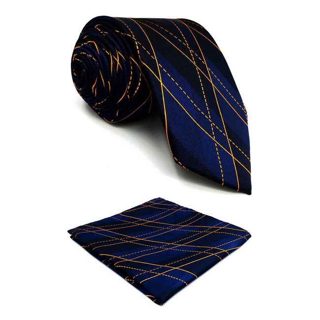 New Classic Fashion Stylish Woven Men/'s Bow Tie Dark Blue Geometric Match Hanky