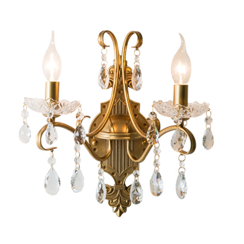 

Nordic Retro Wrought Iron Wall Lamp sconce Living Room Bedroom Aisle Restaurant Creative gold Wall Light Led candle Fixtures