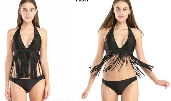 

New New Brand Bikinis Set Swimwear Women Sexy Swimsuits Tassel Halter Removable Padding Beach Bathing Suits 2set/lot, Blue