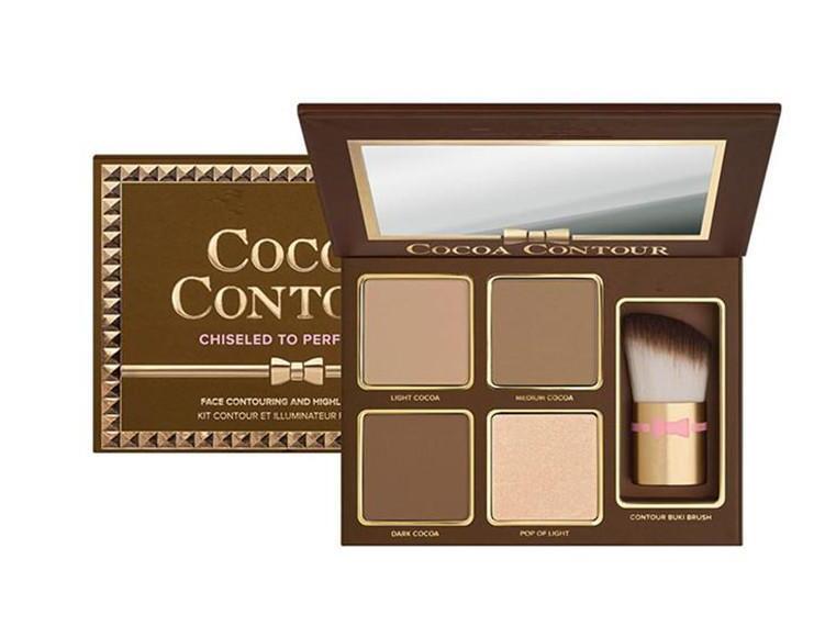

Hot COCOA Contour Kit 4 Colors Bronzers Highlighters Powder Palette Nude Color Shimmer Stick Cosmetics Chocolate Eyeshadow with Brush, Multi