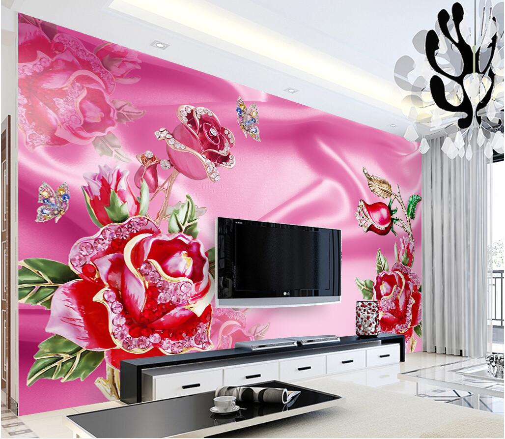 

WDBH custom photo 3d wallpaper Luxury European Jewelry Silk Rose backgrouund living room home decor 3d wall murals wallpaper for walls 3 d, Non-woven