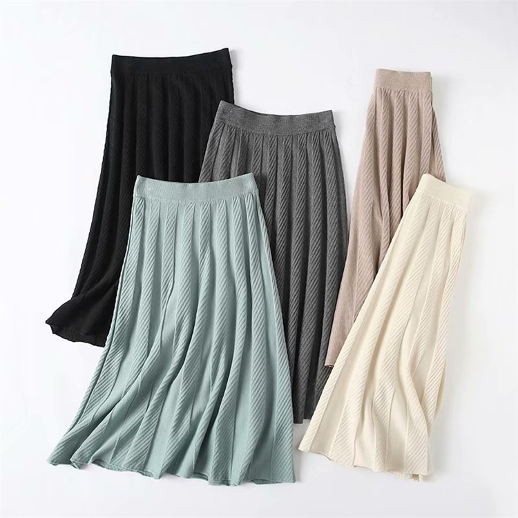 

Suit-dress High Waist Solid Color Knitting Skirt, Black