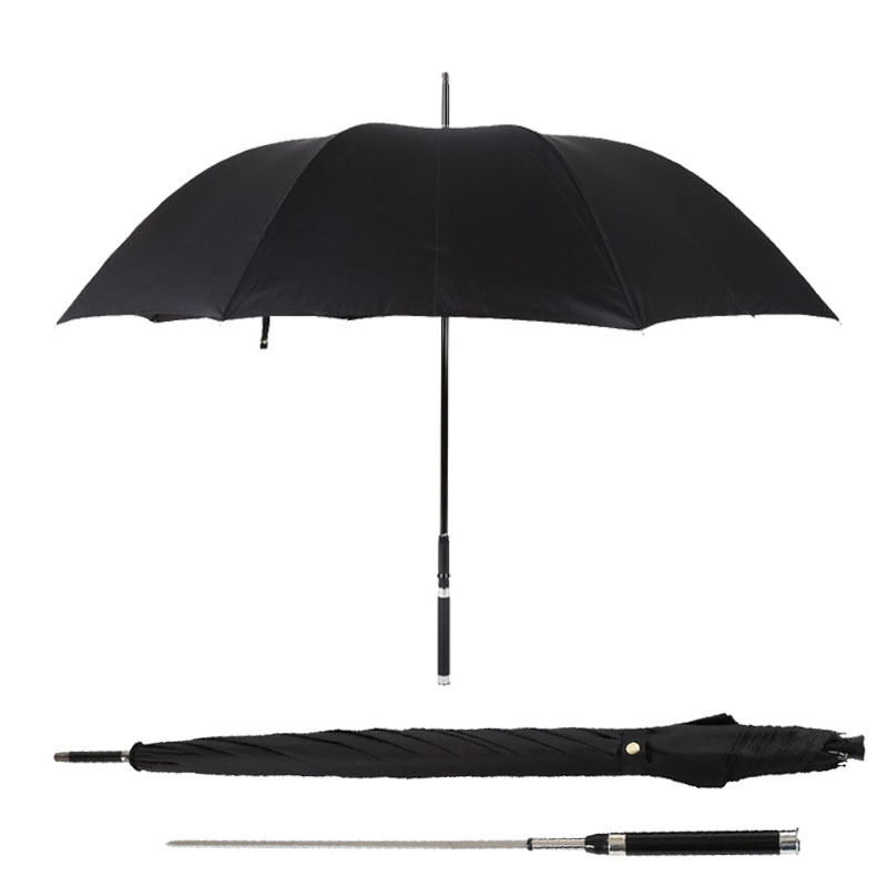 

Sword Warrior Self-defense Umbrella Long Handle Man Automatic Windproof Creative Business Sunny And Rainy Umbrella Gift T200117, Black with bo