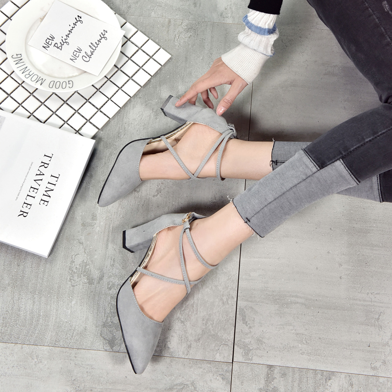 

Summer Sandalias Femeninas High Heels Flock Pointed Sandals Sexy Female Summer Shoes