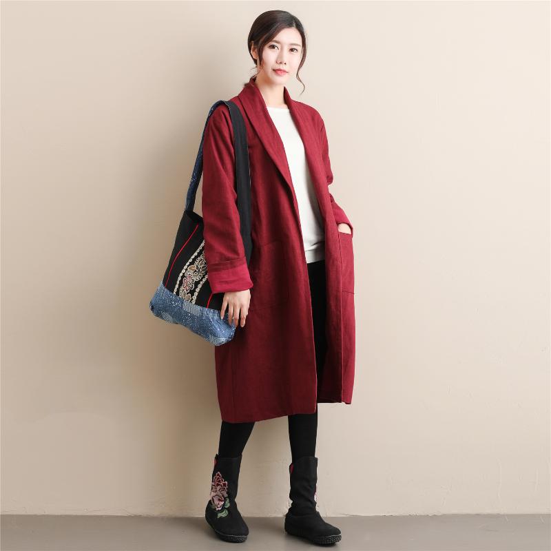 

2020 Autumn New Double Trench Coat Women's Vintage Chinese-style Stand-Collar Trench Coat Mid-length Women's Solid Color Long Sl, Black