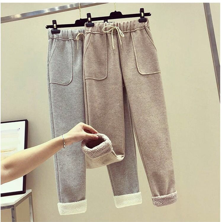 Pants women sweatpants autumn casual wide-legged pants trousers woollen fleece women's clothes femme vestidos WBX806