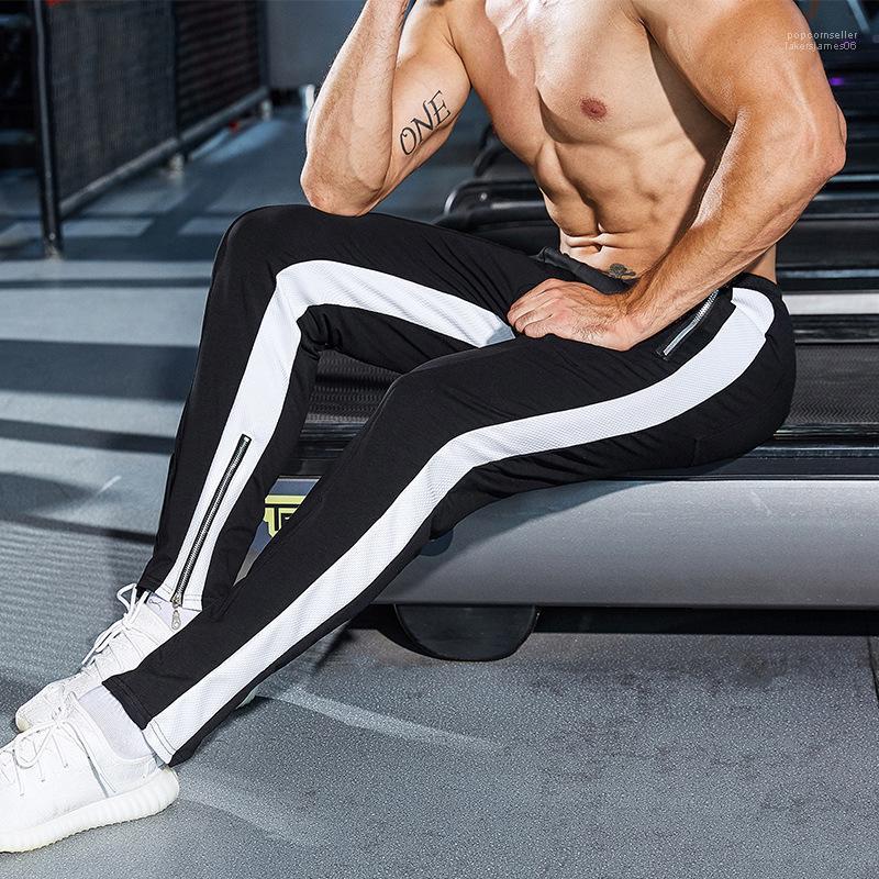 GYM Pants Spring Black White Striped Long Pencil Pants Zipper Designer Sports Athletic Fitness Jogger Sweatpants Mens