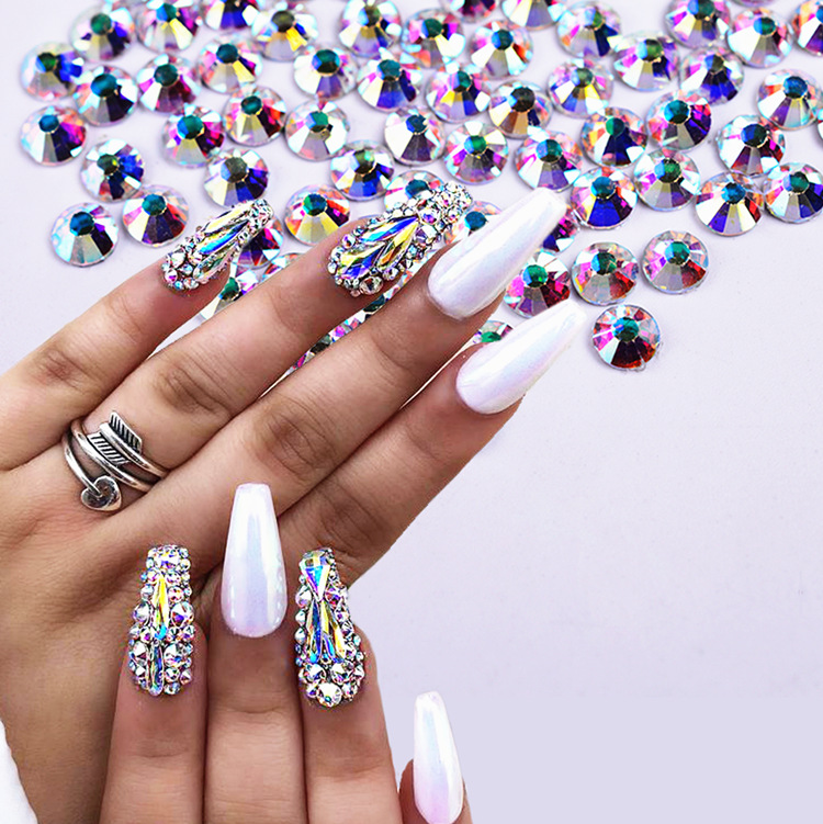 

Nail Jewelry Flame Accessories Super Flashing Flat Bottom Glass Rhinestone diy Symphony AB Diamond Jewelry Accessories