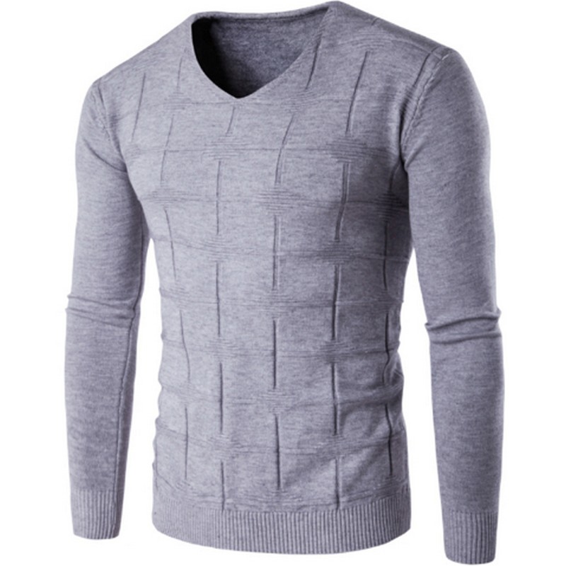 

2019 New Autumn Winter Men's Sweater Casual Long Sleeve Pullover V-neck Slim Sweaters Plus Size Male Streetwear -3XL, Beige