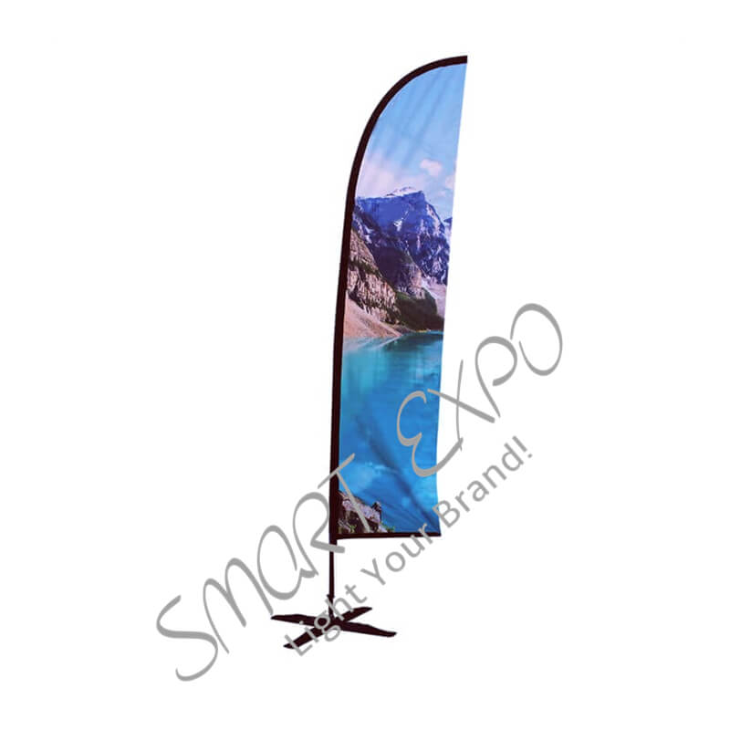 

5.5m Promotion Campaign Banner Display with Single or Double Fabric Printing Banner Durable Steel Cross Base Portable Carry Bag