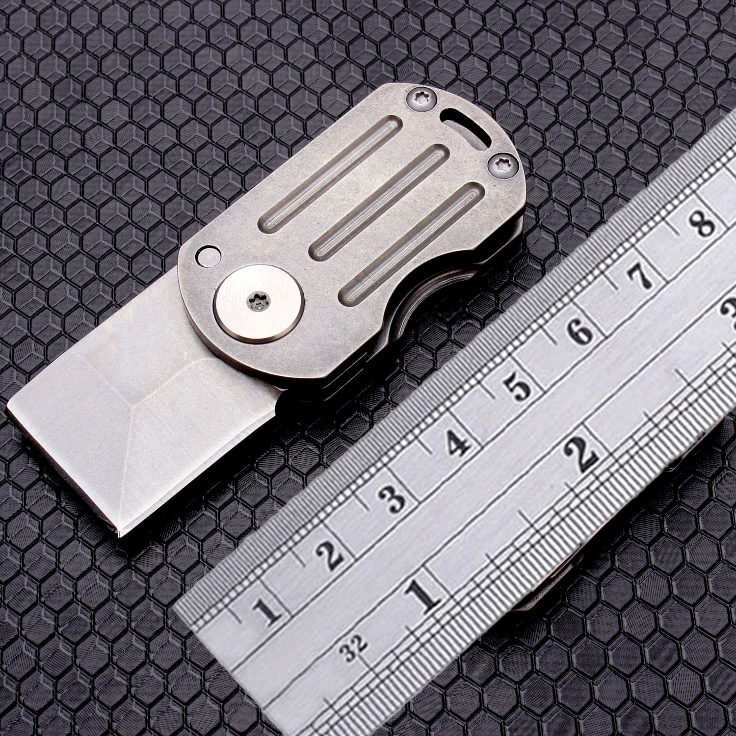

Samior SMC606 Stubby Mini Cleaver Folding Knife, 1 Inch 5CR13 Chisel Blade, Stainless Steel Handle Tiny Pocket Gentlemen EDC Keychain Knives