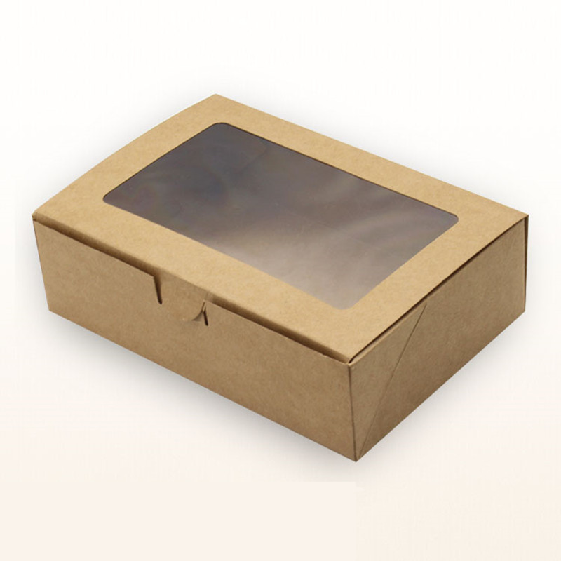 

20pcs/lot 18*12*5cm 6 Cupcake brown Packaging kraft Paper Muffin window Box For moon cake/Candy/Cake/Dessert party Packing boxes