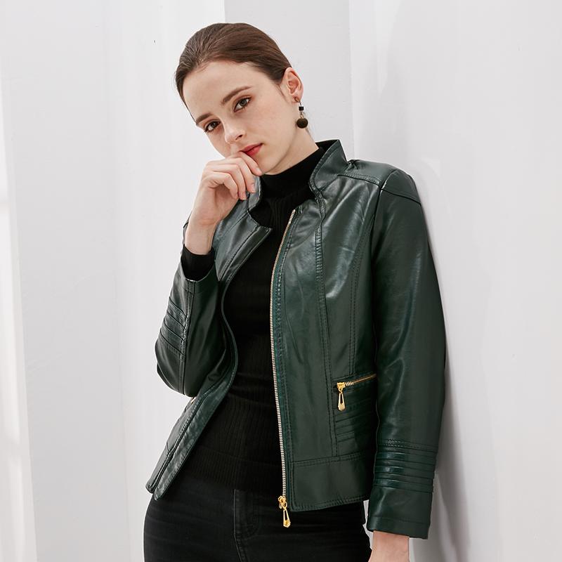

Autumn Winter Red Faux Leahter Jacket New Fashion Women Slim Plus Size 5xl Zipper Pu Leather Coats Ladies Casual Outerwear-a