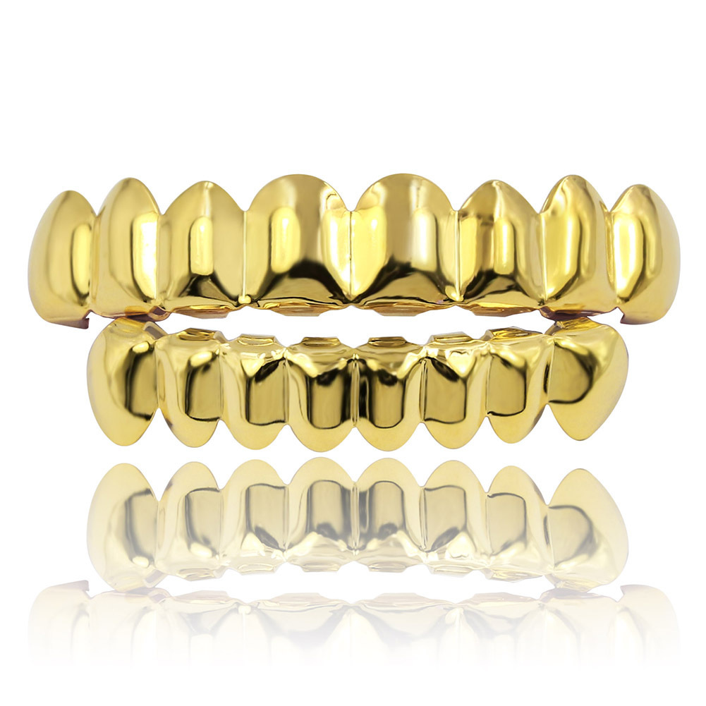 

Hiphop Hip-hop Gold Teeth Set On Tooth 8 A Down Tooth 8 Tooth Set Mill Finish Tooths Set