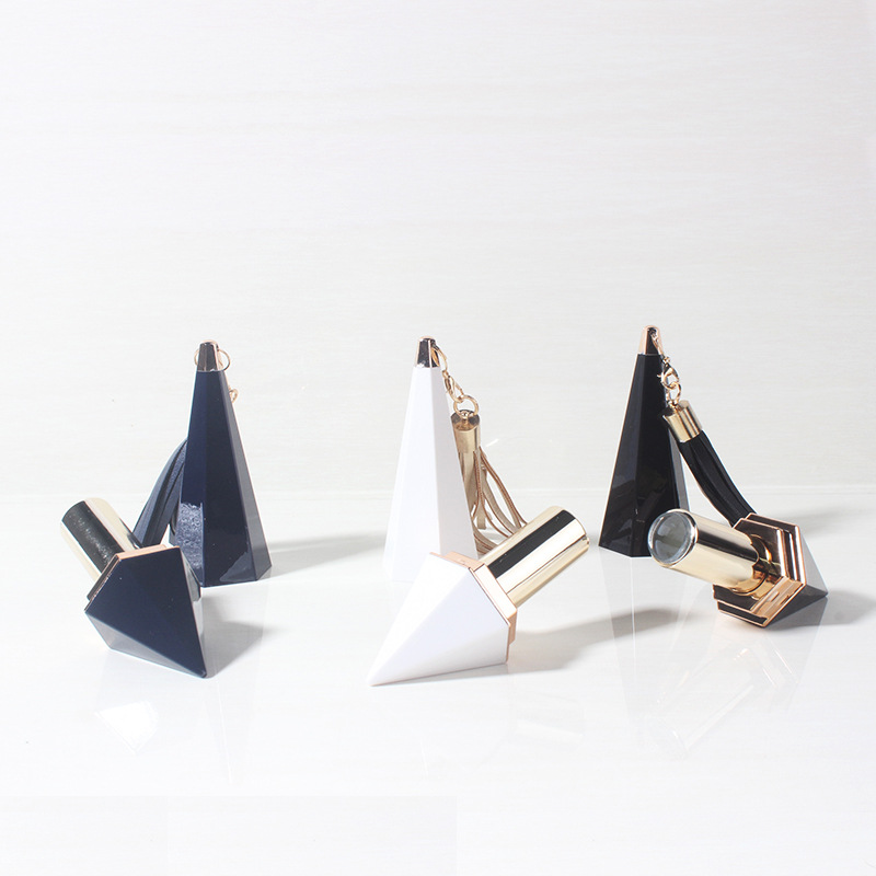 

10PCS 12.1mm Lipstick Tube Blue Empty Lip Rouge Compact Container Beauty Tool Diamond Shape DIY Lip Tube With Tassel