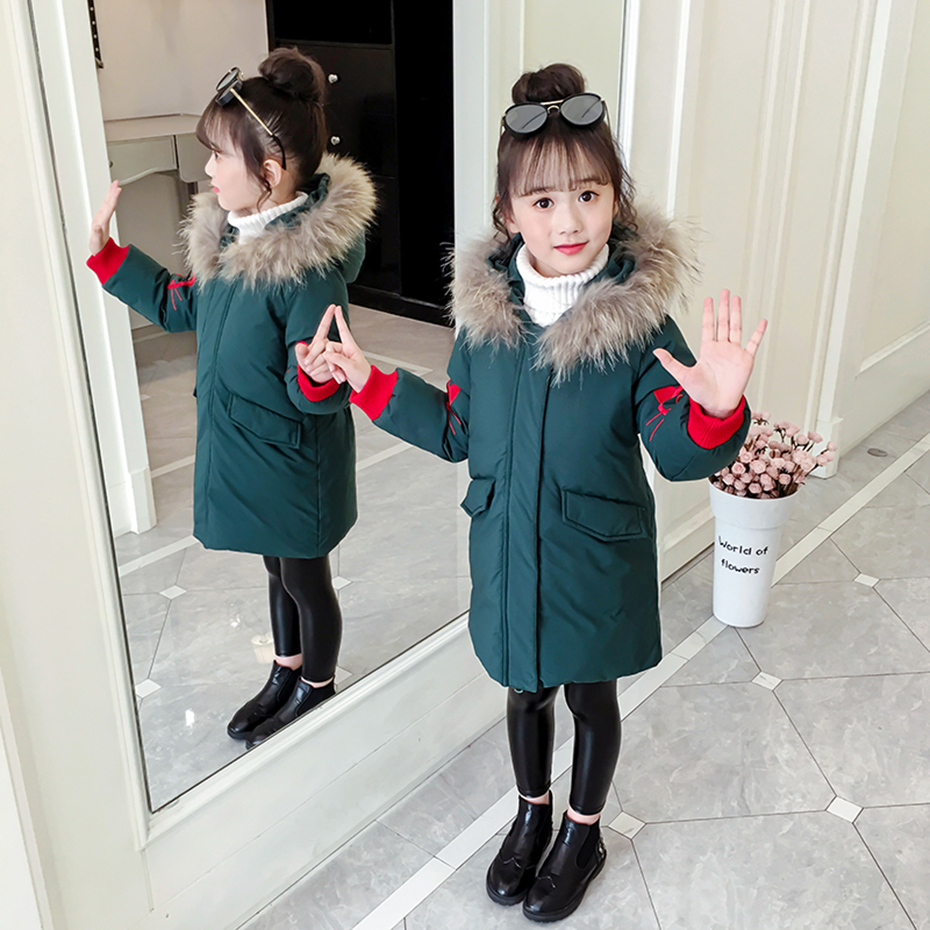 

Coat For Girl Cat Embroidery Coat For Girls Long Sleeve Kids Coats Winter Warm Children's Clothes For Girls 6 8 10 12 14 Year