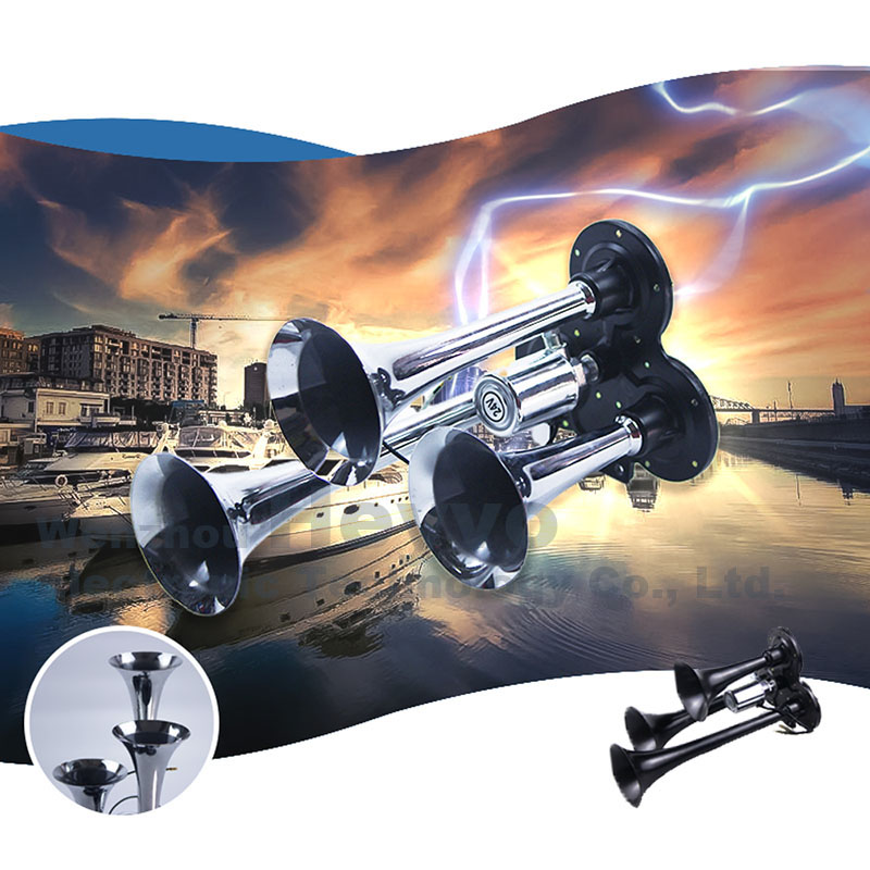 

Three Tube electronically Controlled Solenoid Valve Horn,12v/24v Three-Tube air Horn, Big car air Horn for Trucks/Boats/Vehicles