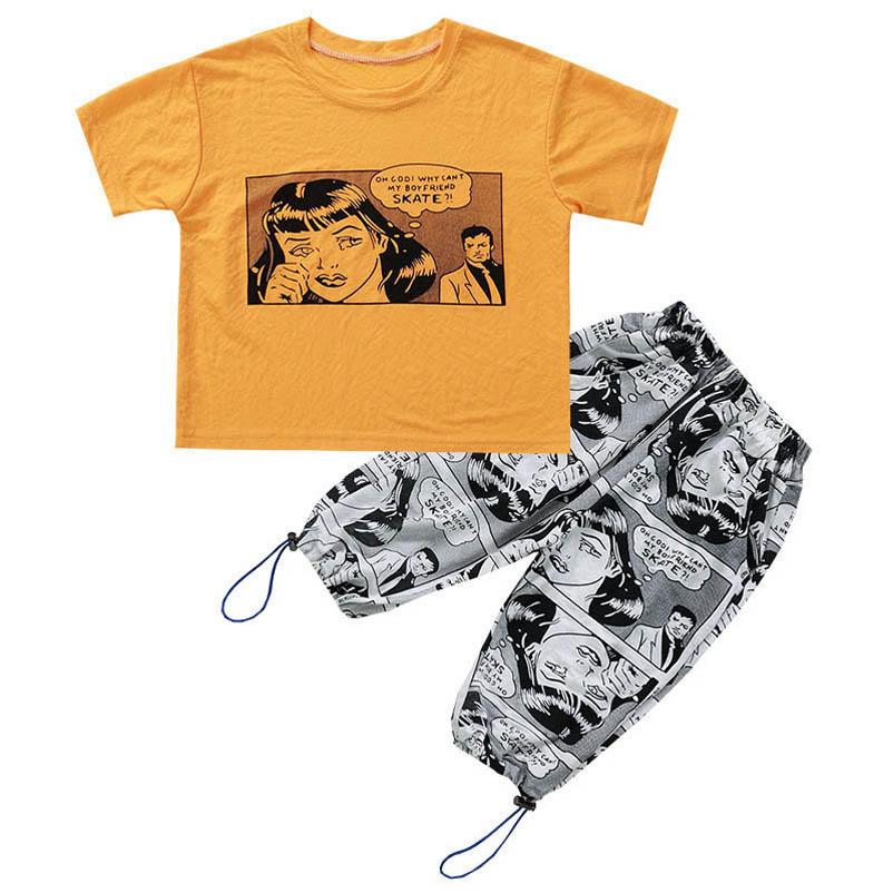 2020 Fashion Boys Costumes Summer Casual Kids Costumes Dessin animé Sleeve T-shirt T-shirt + pantalon Harem 2pcs / Set Enfants Designer Vêtements