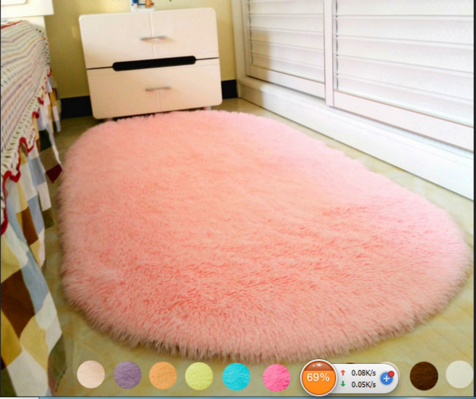 

Solid Color Ellipse Carpet Mat Long Hair Shaggy Soft Area Rug Bedroom Living Room Anti Slip Kids Mat (1pc) 12 Colors, Brown