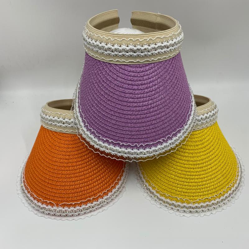 

2020 Parent-Child Sun Hats Lace Straw Visor Caps Women Summer Cap Big Wide Brim Empty Top Hat Panama Beach Hat gorras, Pink