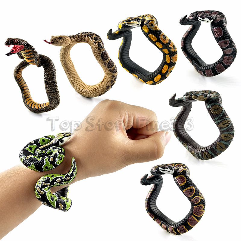 

Fake Snake Novelty Toys Simulation Snake Resin Bracelet Scary Rattlesnake Cobra Horror Funny Birthday Party Toy Joke Prank Gifts