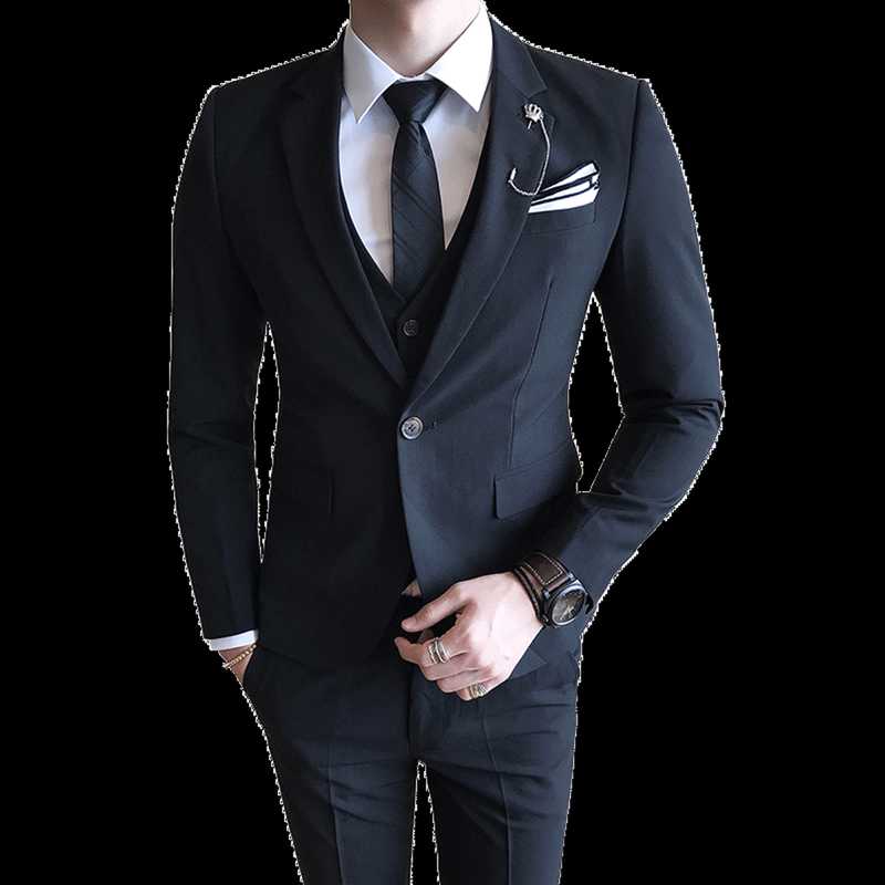 

Jacket+Vest+Pants) 2020 High quality Men's Suits Fashion Slim Fit business wedding Groom Suit male Wedding Three-piece set, Black