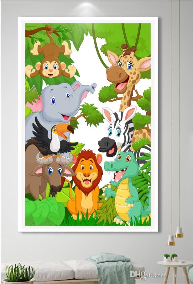 

3d wallpaper custom photo HD 3D cartoon animal forest children's room porch background painting decorative muals wall paper for walls 3, Sky blue