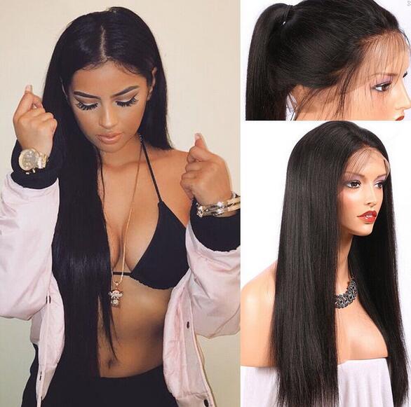 

Best selling and cheapest ladies hand-knitted front lace long straight hair wig Black baby hair natural bangs Chemical fiber wig headgear