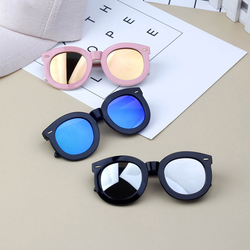 

2019 Children Glasses Wide Side Kids Glasses Colorful Baby Sunglasses Boys Eyewear Big Round Frame Rivet Girls Oculos UV400