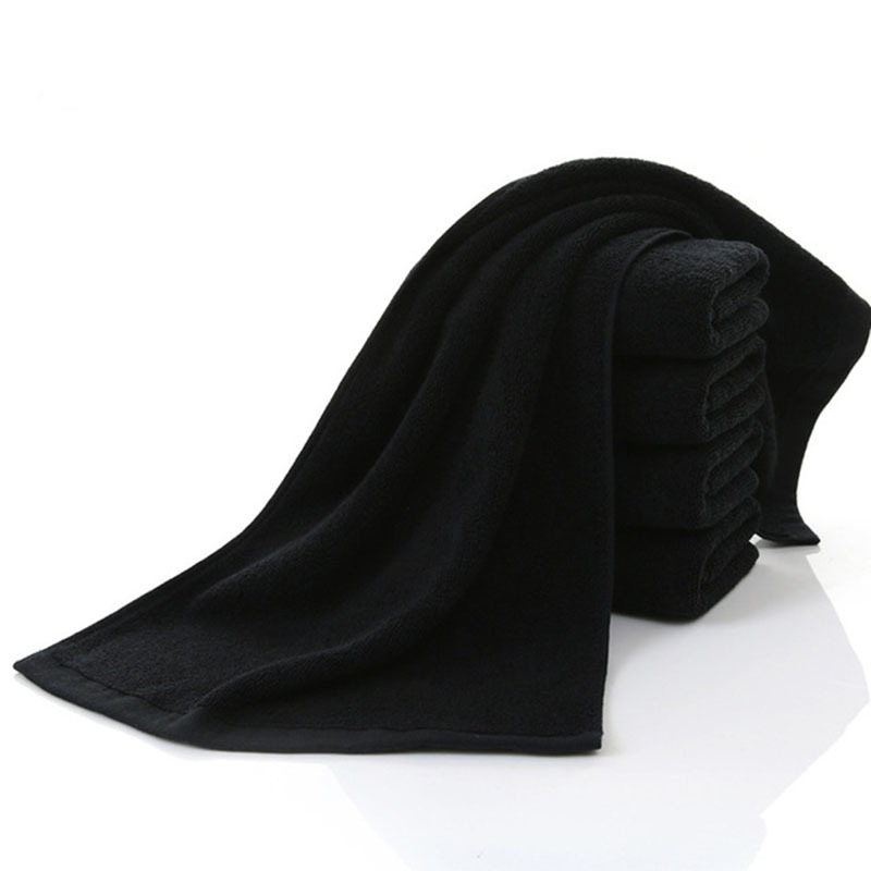 

QQPQGG Pure Cotton Do Not Fade Black Towel Hair salon Beauty Salon Thickened Absorbent Black Towels Bath Towel Set Home Spa, 150g