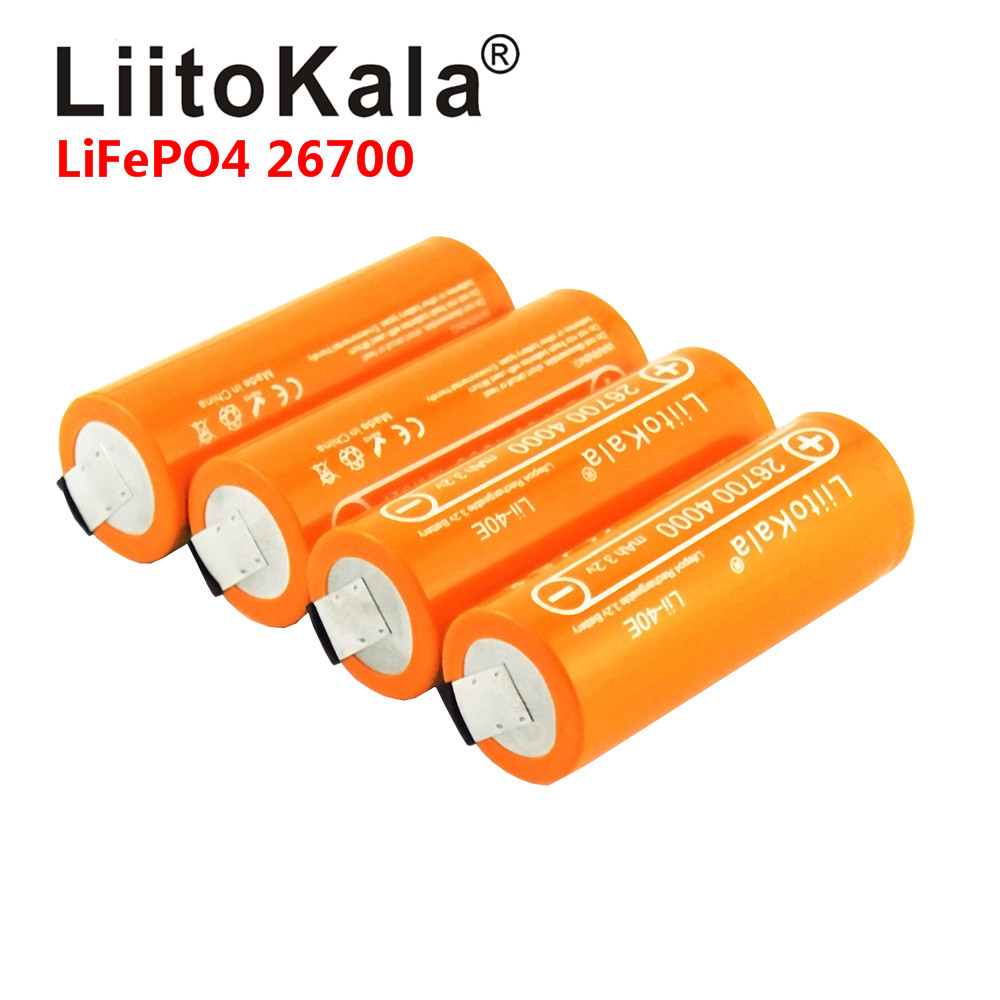 

LiitoKala 3.2V 26700 4000mAh LiFePO4 battery 35A continuous discharge maximum high power battery + nickel chip LED lighting