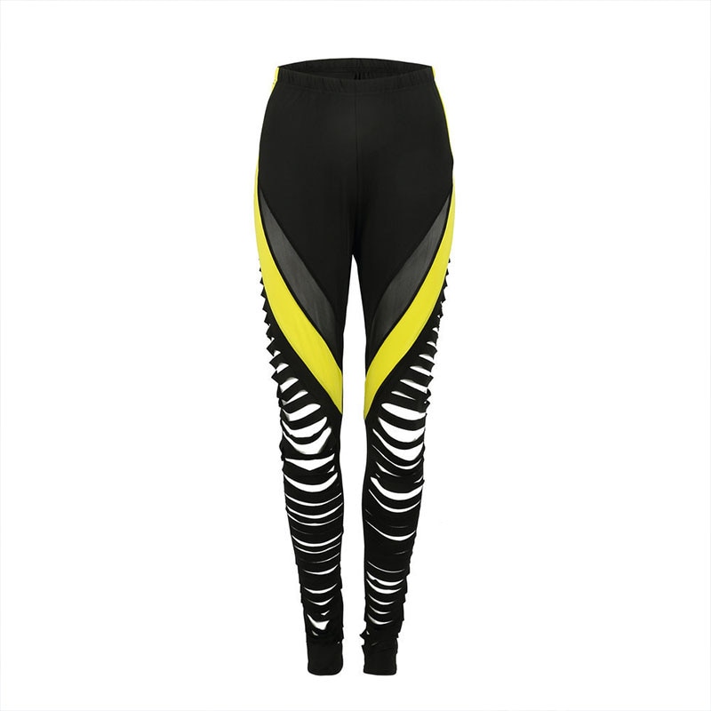 

2020 Sexy Women Yoga Pants Sports Leggings Hollow Out Splice Mesh Workout Running Skinny Slim Fitness Tights Black Yoga Pants