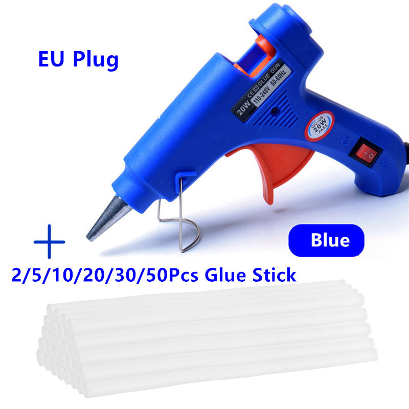 

High Temp Heater Melt A Hot Glue Gun Blue 20W Repair Tool Mini Heat Gun 7mm Glue Sticks Electric Heat Temperature Tool EU Plug