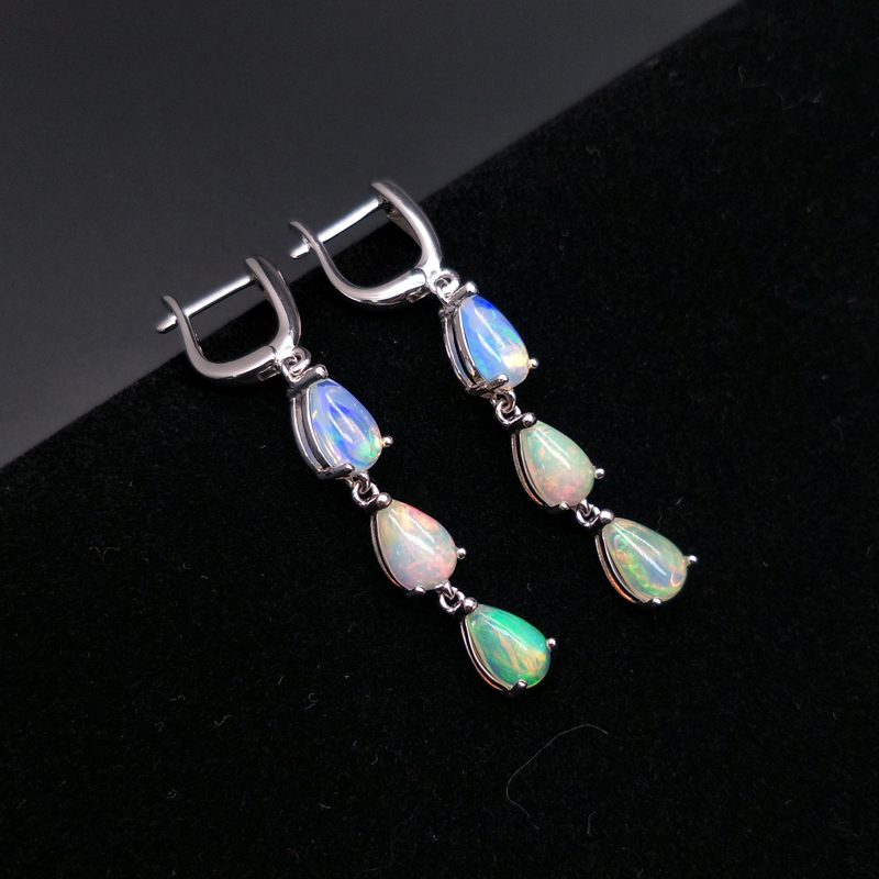 

Simple design Long style earring natural Ethiopia good color opal gemstone 925 sterling silver fine jewelry for women wife gift CJ191203