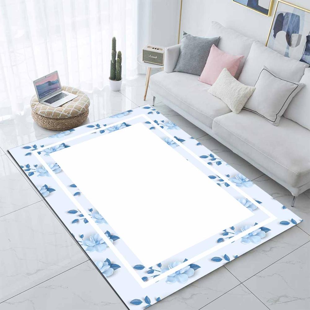 

Else White Floor Blue Frames Tree Leaves 3d Print Non Slip Microfiber Living Room Modern Carpet Washable Area Rug Mat, As pic
