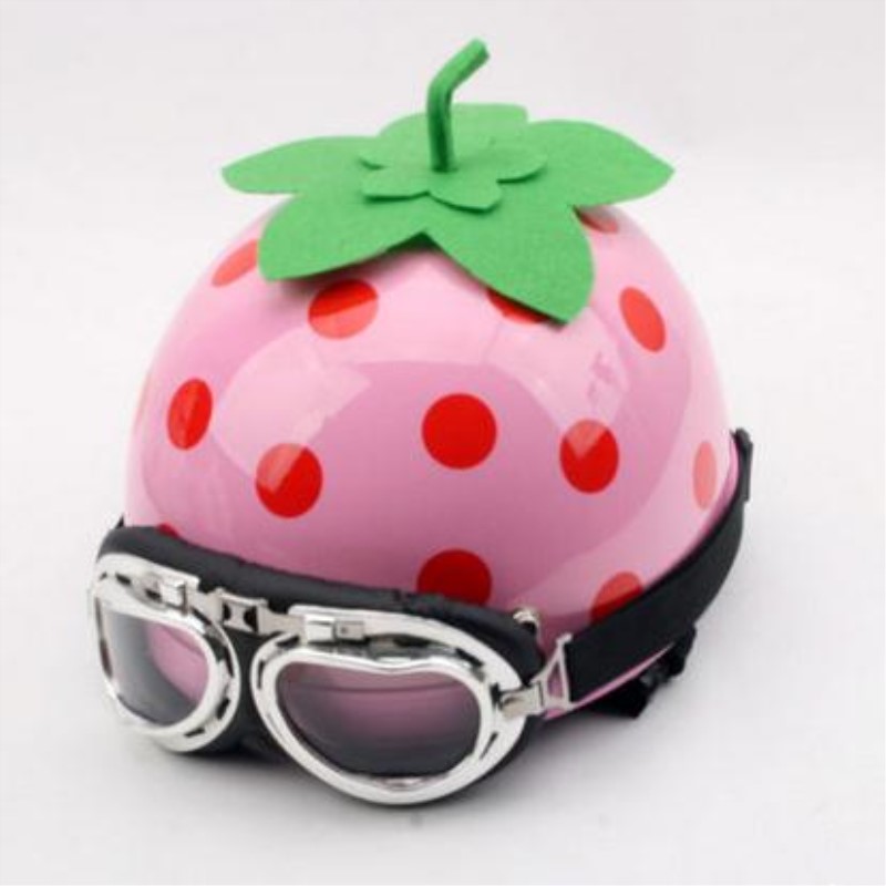 Strawberry Motorcycle Helmet Girl Cute Summer Portable Hard Hat Four