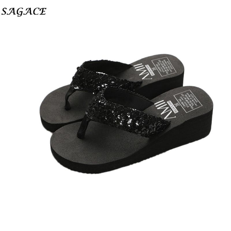 

SAGACE Women Men Summer Sequins Anti-Slip Sandals Slipper Ladies Indoor & Outdoor Flip-flops Sequins Slippers, Sliver