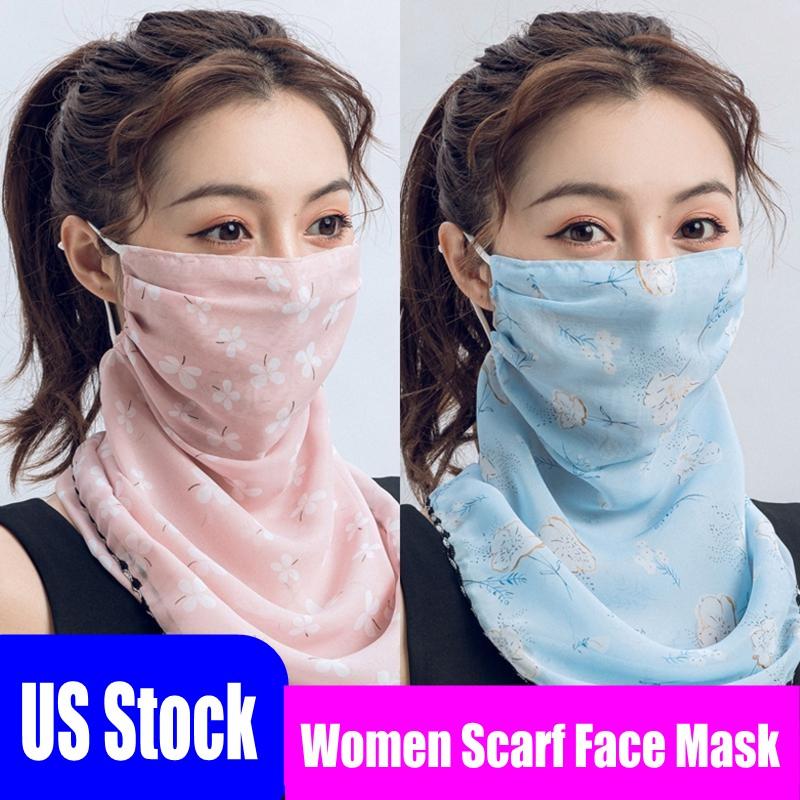 US Stock Pas Cher Femmes Écharpe Masque Visage Été Protection Solaire Soie En Mousseline De Soie Mouchoir En Plein Air Coupe-Vent Demi-Visage Fou