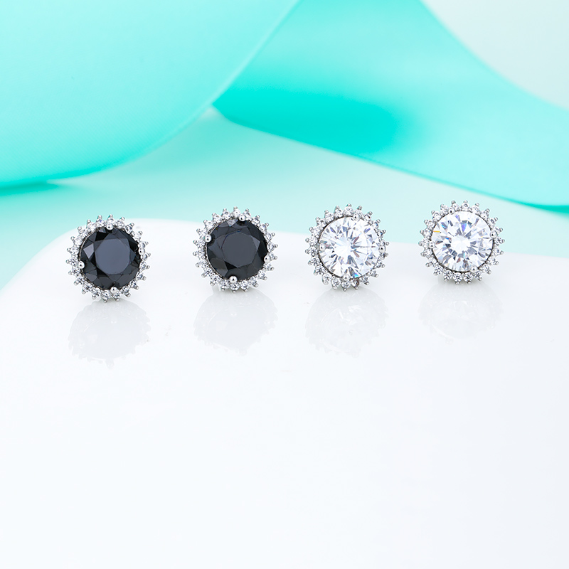 

Stud Fashion Silver Small Round Earrings Statement Colorful Inlay Zirconia For Women Jewelry Creative Gift Brincos