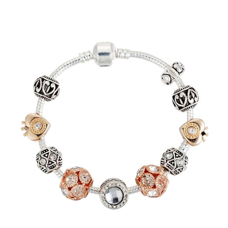 

Charm CZ Diamond Beaded Bracelet Silver Plated Birthday Gift Original Box Set for Pandora Luxury Designer DIY Beaded Bracelet with Original