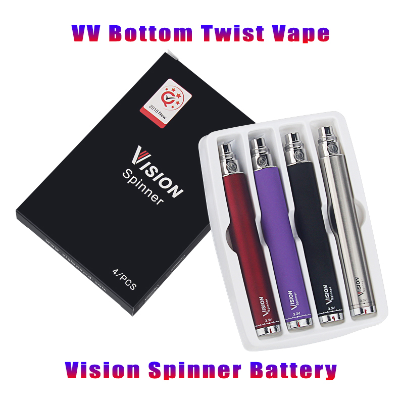 

Vision Spinner Evod Twist Vape Pen eGo C Twist 510 Thread Ecigarette Variable Voltage Vaporizer VV Battery 1300 1100 mAh Ecigs USB Charger