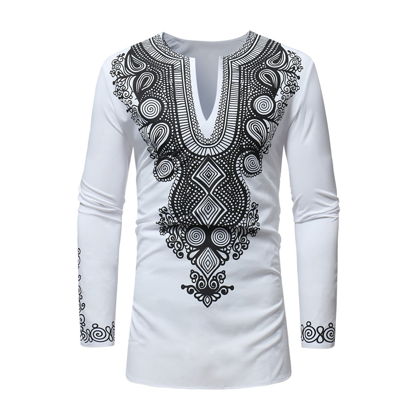 

Mens Hipster V Neck T Shirt African Clothes 2018 Fahsion African Dashiki Traditional Dashiki Maxi Man Shirt Men Casual Tops Tees