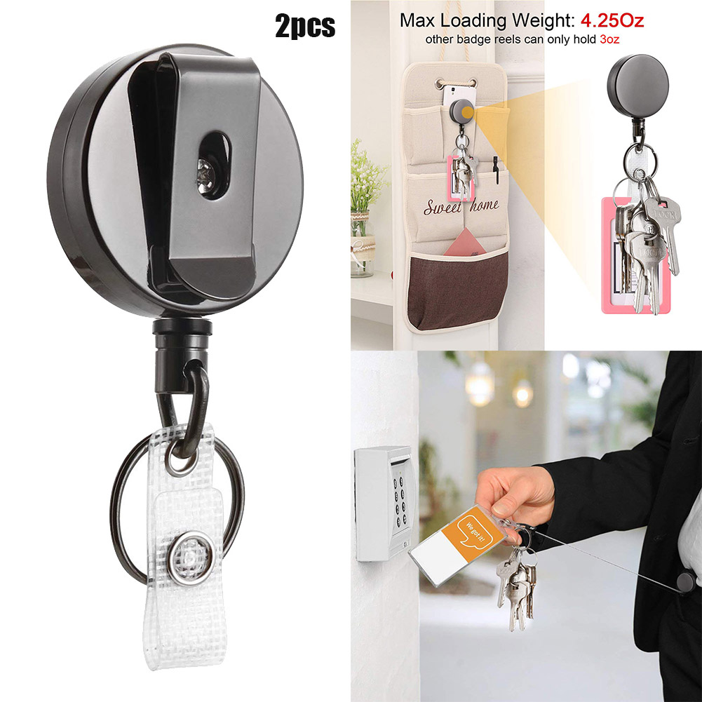 

New 2pcs Anti-lost Retractable Buckle Metal Housing 40mm Non-breakable Cord for Keychain XOA88